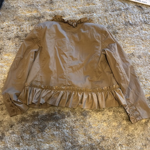 🍍 J Crew 00 Ruffle Chino Jacket Khaki Tan🍍Sz 10🍍pit to pit 19”🍍length 21”🍍 - Picture 3 of 3